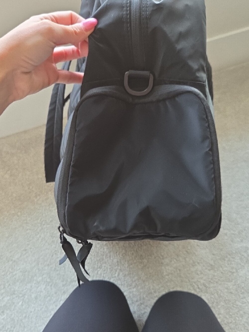 Black Quilted Duffel Tote Bag - Picture 8 of 12